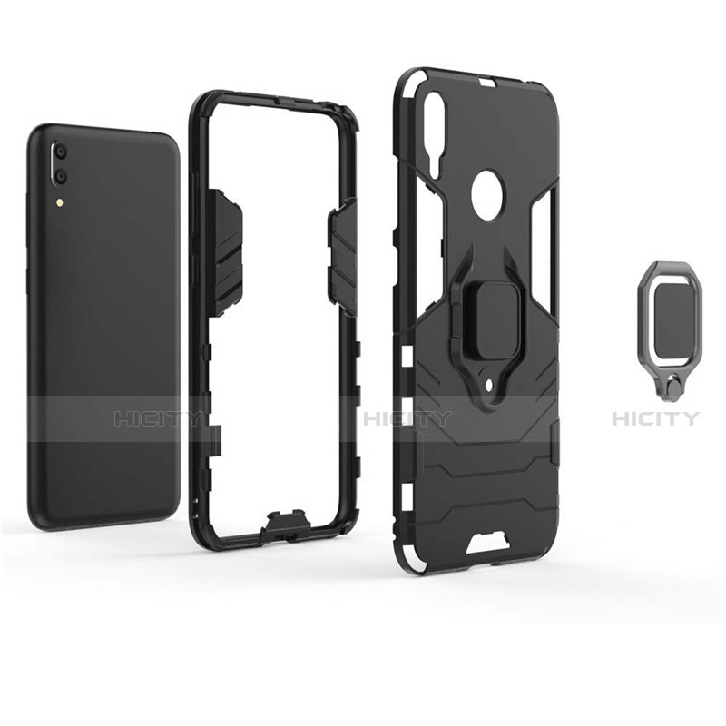 Custodia Silicone e Plastica Opaca Cover con Magnetico Supporto per Huawei Y7 Pro (2019)