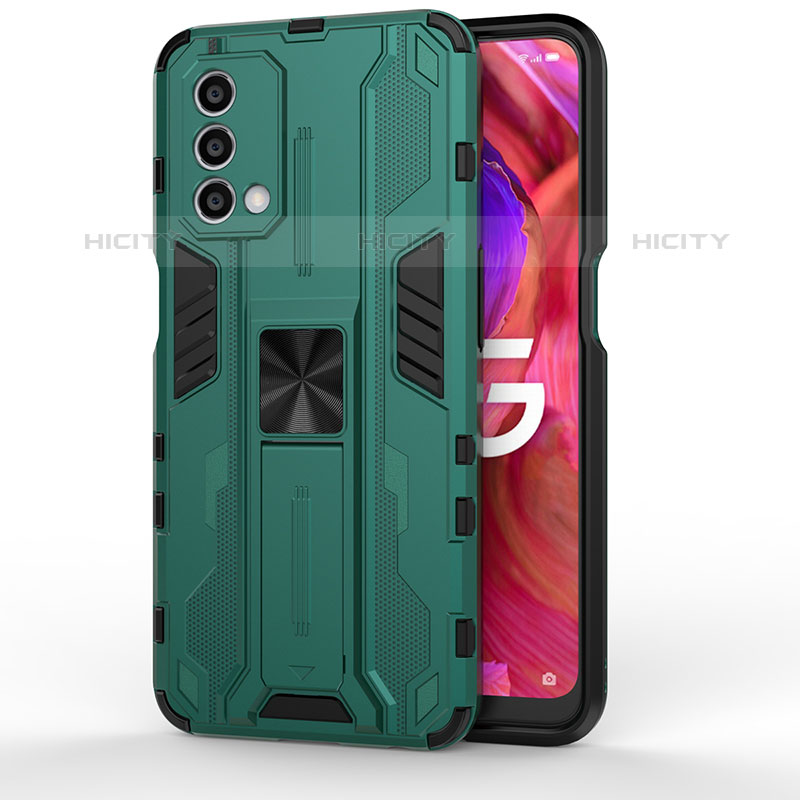 Custodia Silicone e Plastica Opaca Cover con Magnetico Supporto per OnePlus Nord N200 5G Verde