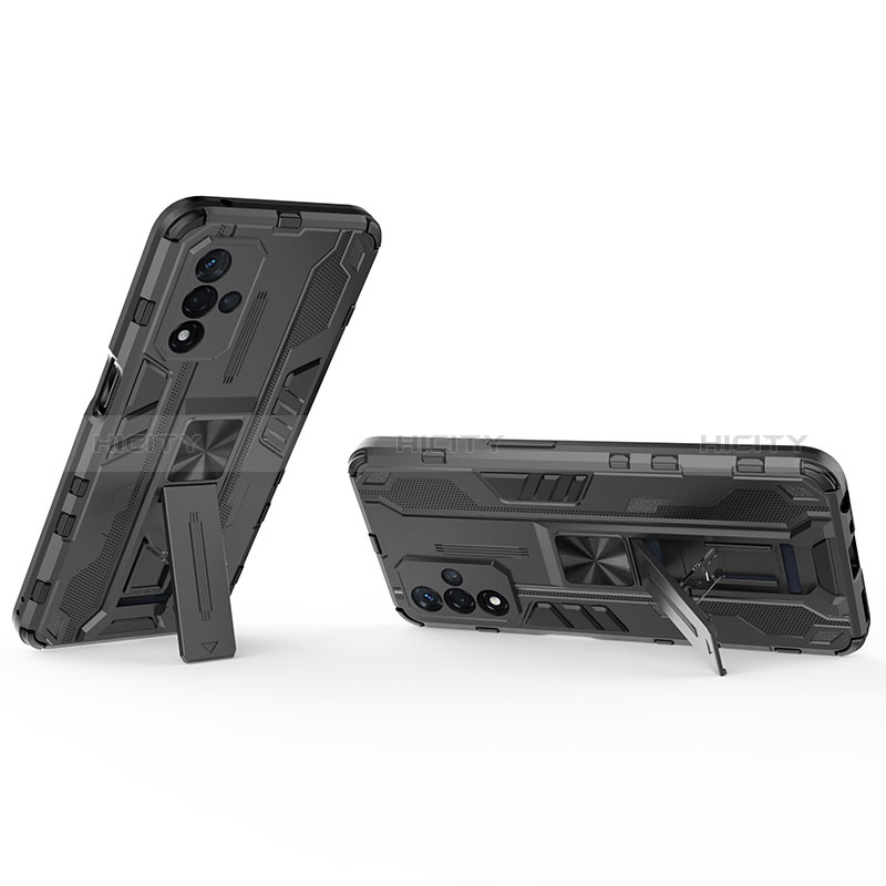 Custodia Silicone e Plastica Opaca Cover con Magnetico Supporto per Oppo A93s 5G