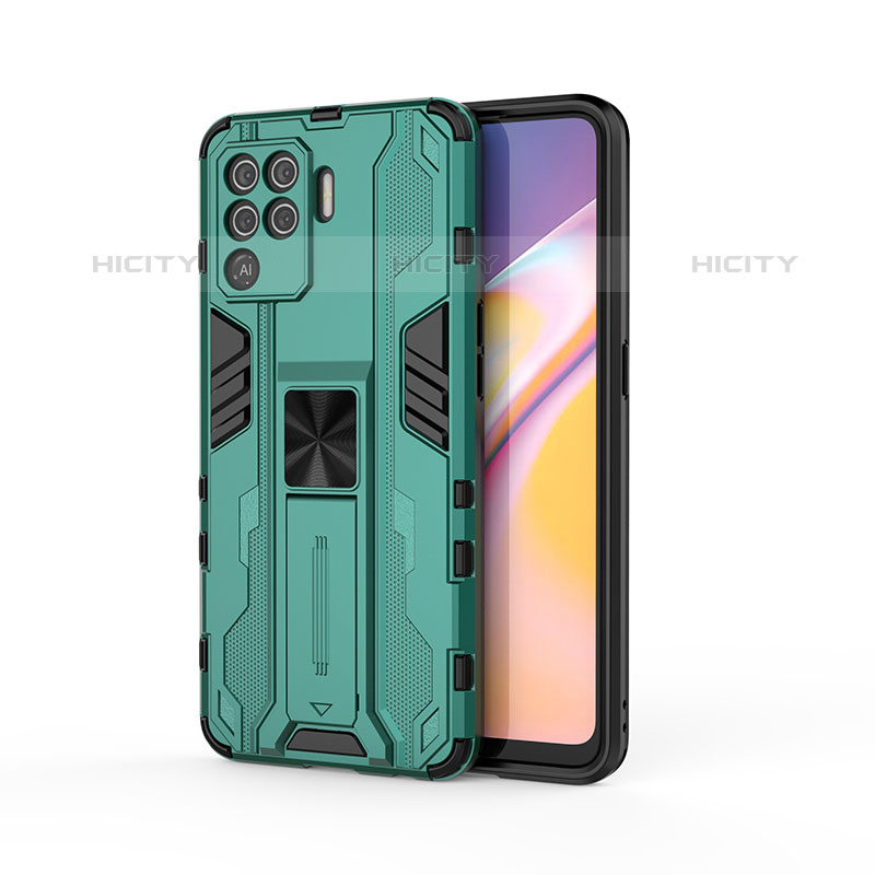 Custodia Silicone e Plastica Opaca Cover con Magnetico Supporto per Oppo A94 4G Verde