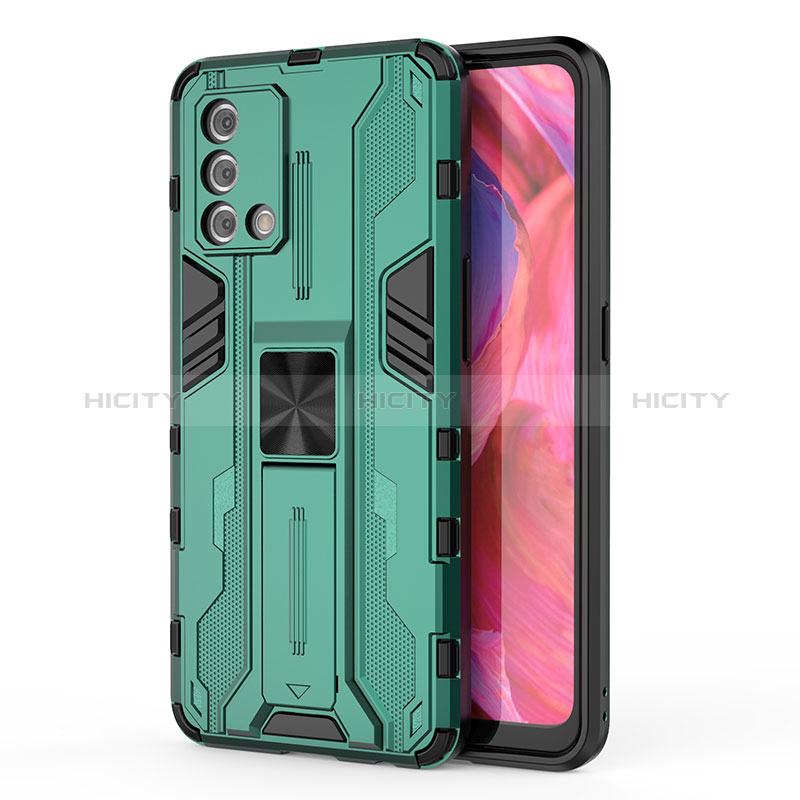 Custodia Silicone e Plastica Opaca Cover con Magnetico Supporto per Oppo A95 4G Verde