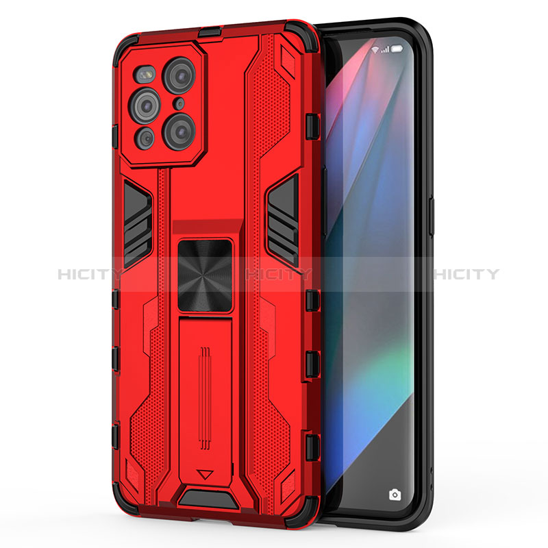 Custodia Silicone e Plastica Opaca Cover con Magnetico Supporto per Oppo Find X3 5G