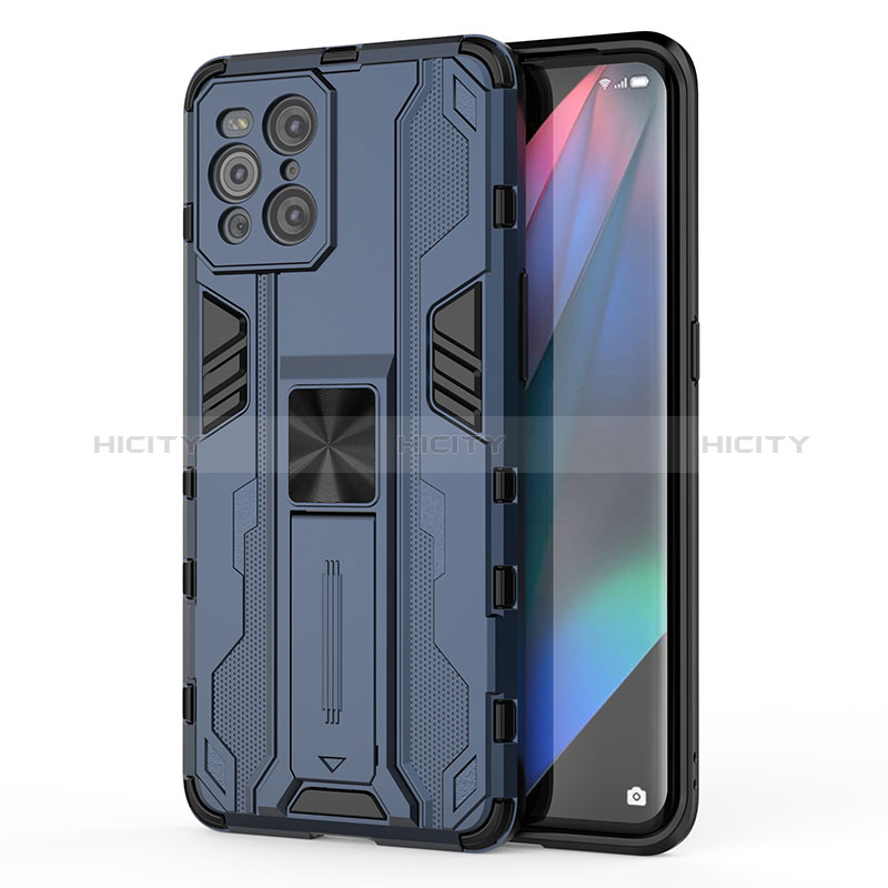 Custodia Silicone e Plastica Opaca Cover con Magnetico Supporto per Oppo Find X3 5G