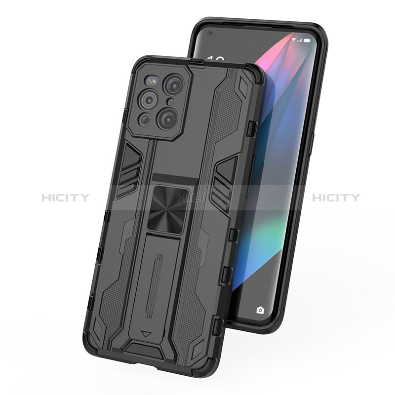 Custodia Silicone e Plastica Opaca Cover con Magnetico Supporto per Oppo Find X3 5G