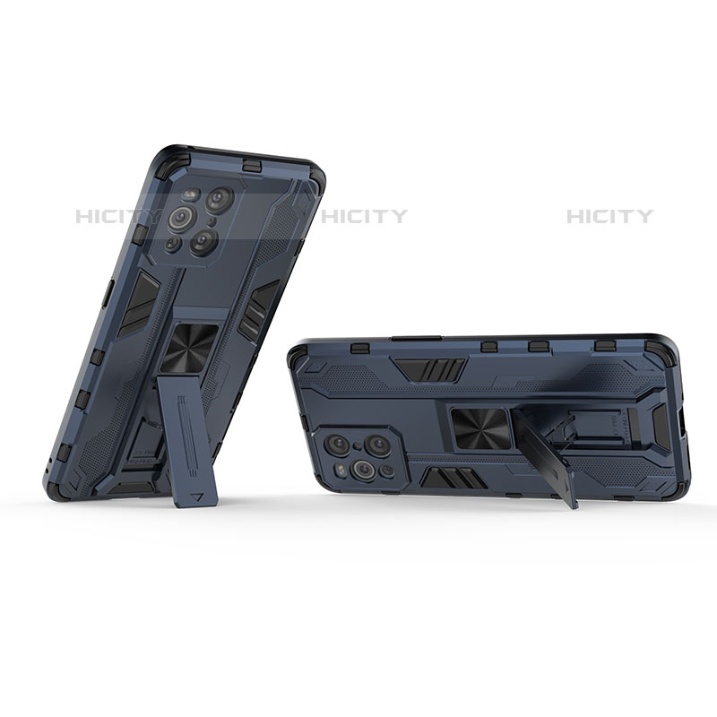 Custodia Silicone e Plastica Opaca Cover con Magnetico Supporto per Oppo Find X3 Pro 5G