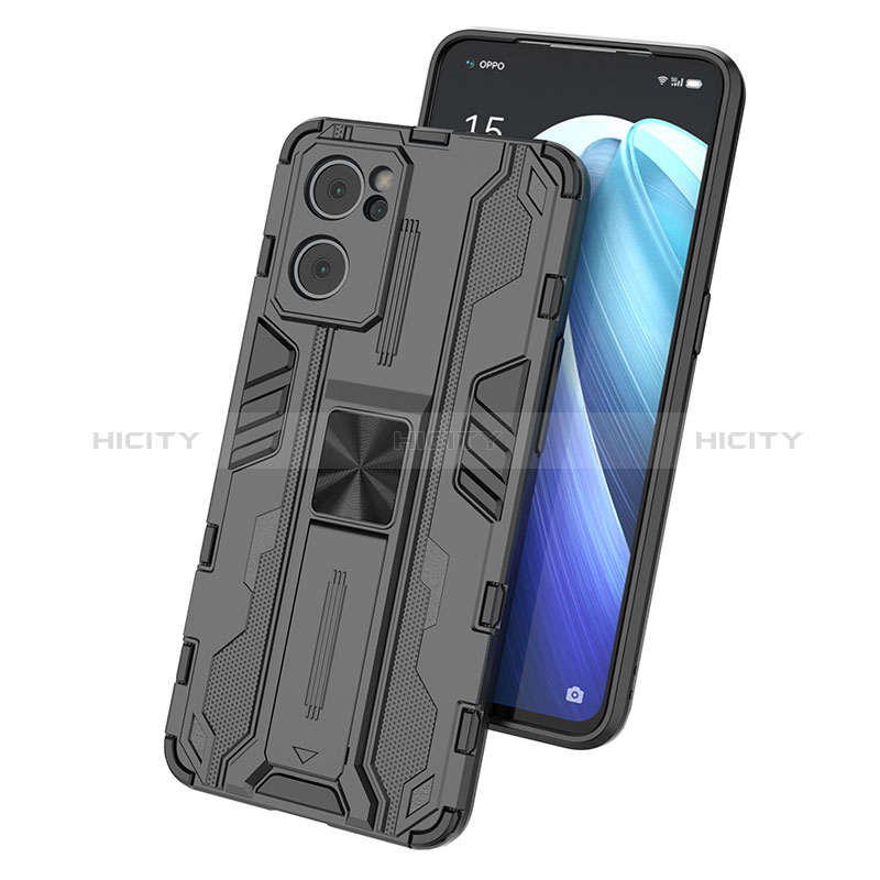 Custodia Silicone e Plastica Opaca Cover con Magnetico Supporto per Oppo Find X5 Lite 5G