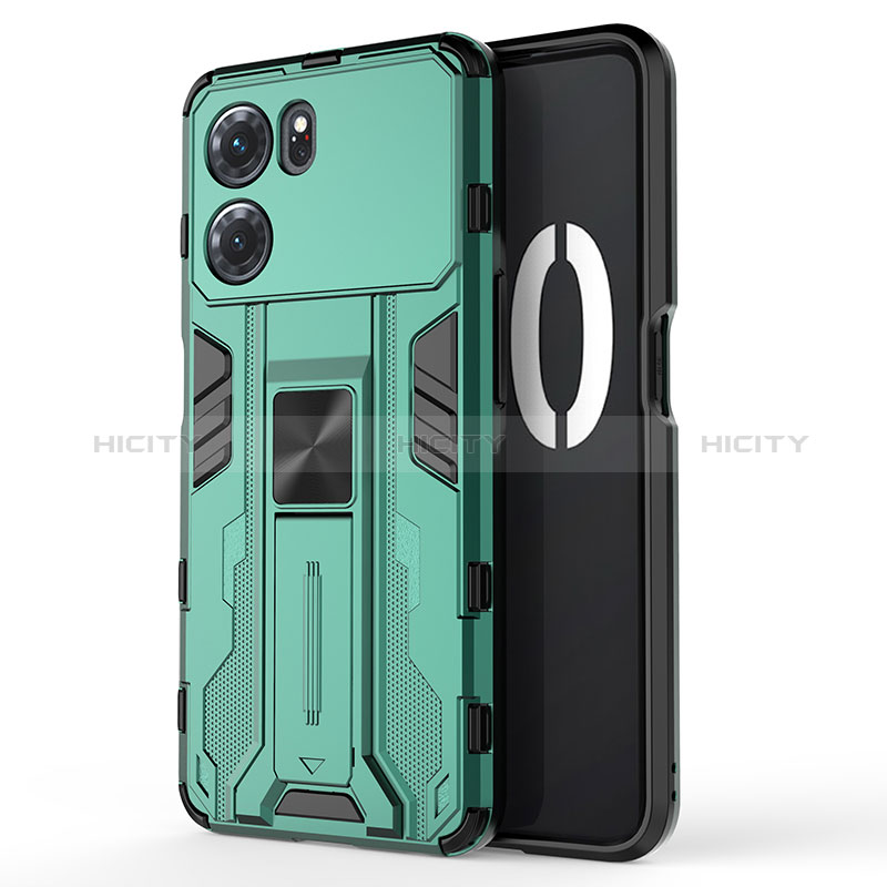 Custodia Silicone e Plastica Opaca Cover con Magnetico Supporto per Oppo K10 5G Verde