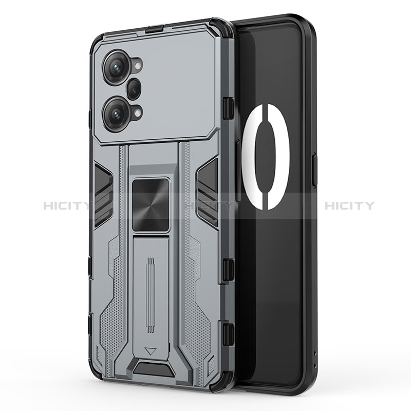 Custodia Silicone e Plastica Opaca Cover con Magnetico Supporto per Oppo K10 Pro 5G Grigio