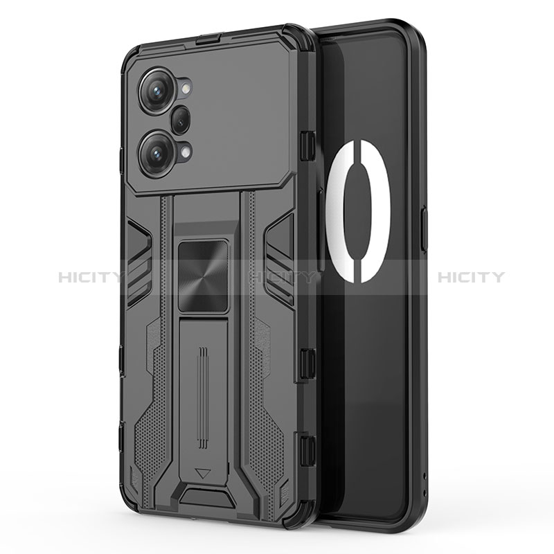 Custodia Silicone e Plastica Opaca Cover con Magnetico Supporto per Oppo K10 Pro 5G Nero