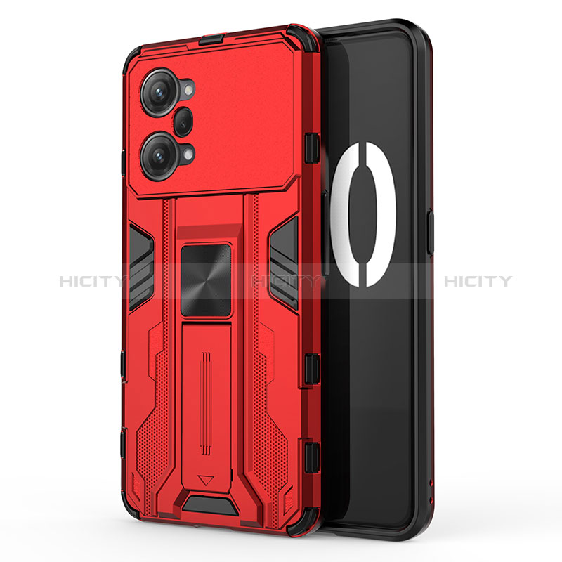 Custodia Silicone e Plastica Opaca Cover con Magnetico Supporto per Oppo K10 Pro 5G Rosso