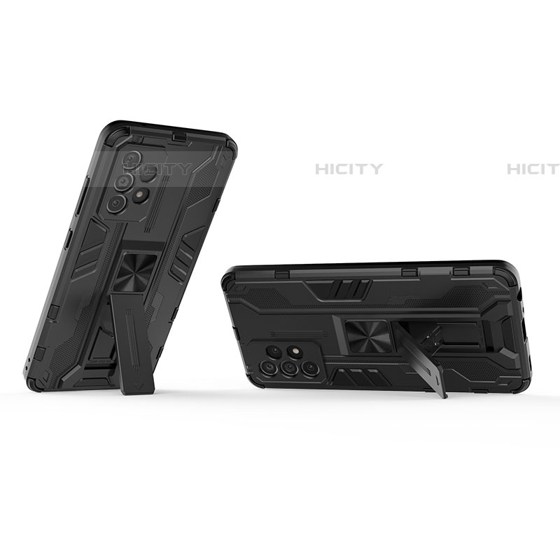 Custodia Silicone e Plastica Opaca Cover con Magnetico Supporto per Samsung Galaxy A52 4G