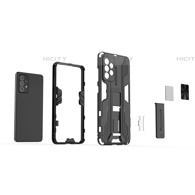 Custodia Silicone e Plastica Opaca Cover con Magnetico Supporto per Samsung Galaxy A52 4G