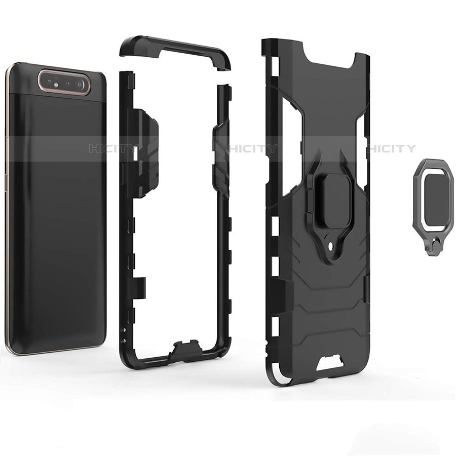 Custodia Silicone e Plastica Opaca Cover con Magnetico Supporto per Samsung Galaxy A90 4G