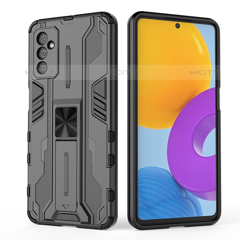 Custodia Silicone e Plastica Opaca Cover con Magnetico Supporto per Samsung Galaxy M52 5G