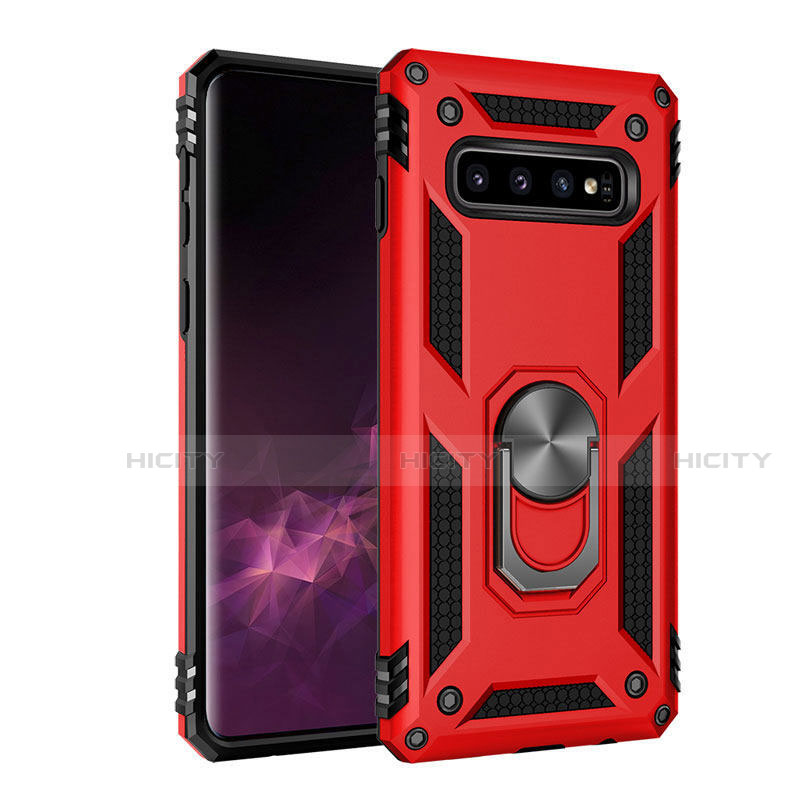 Custodia Silicone e Plastica Opaca Cover con Magnetico Supporto per Samsung Galaxy S10 5G Rosso