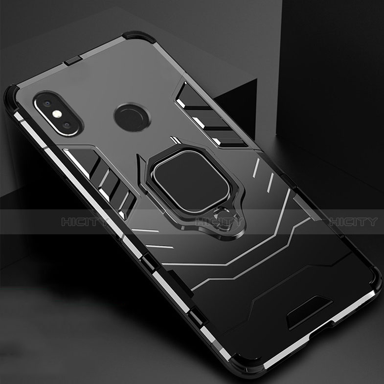 Custodia Silicone e Plastica Opaca Cover con Magnetico Supporto per Xiaomi Mi Max 3 Nero