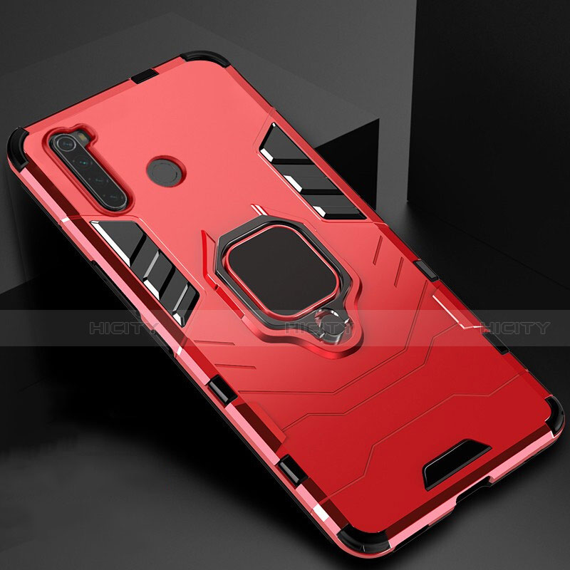 Custodia Silicone e Plastica Opaca Cover con Magnetico Supporto per Xiaomi Redmi Note 8 Rosso