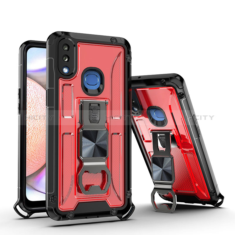 Custodia Silicone e Plastica Opaca Cover con Magnetico Supporto Q01W per Samsung Galaxy A10s