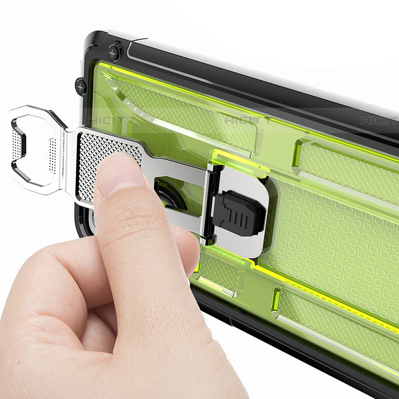 Custodia Silicone e Plastica Opaca Cover con Magnetico Supporto Q01W per Samsung Galaxy A72 4G