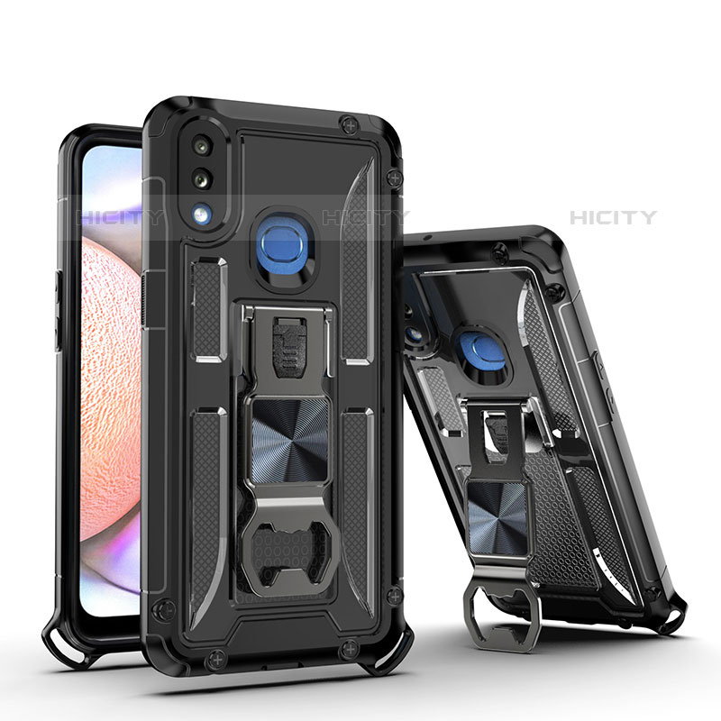 Custodia Silicone e Plastica Opaca Cover con Magnetico Supporto Q01W per Samsung Galaxy M01s