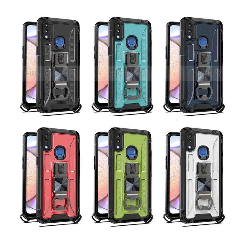 Custodia Silicone e Plastica Opaca Cover con Magnetico Supporto Q01W per Samsung Galaxy M01s