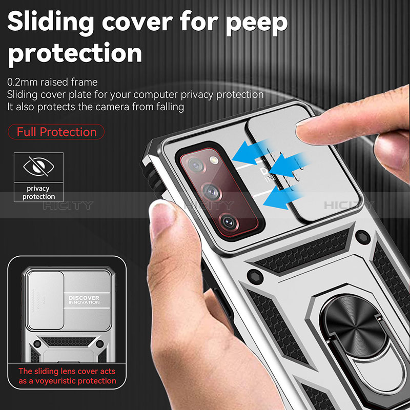 Custodia Silicone e Plastica Opaca Cover con Magnetico Supporto Q01W per Samsung Galaxy S20 FE 5G