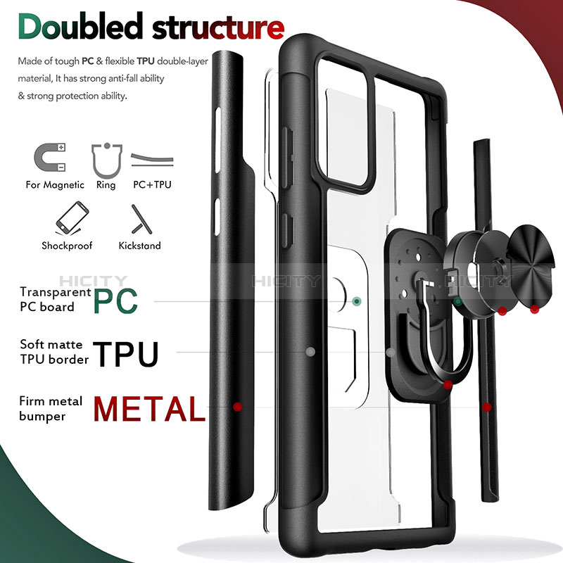 Custodia Silicone e Plastica Opaca Cover con Magnetico Supporto RJ1 per Samsung Galaxy Note 20 5G