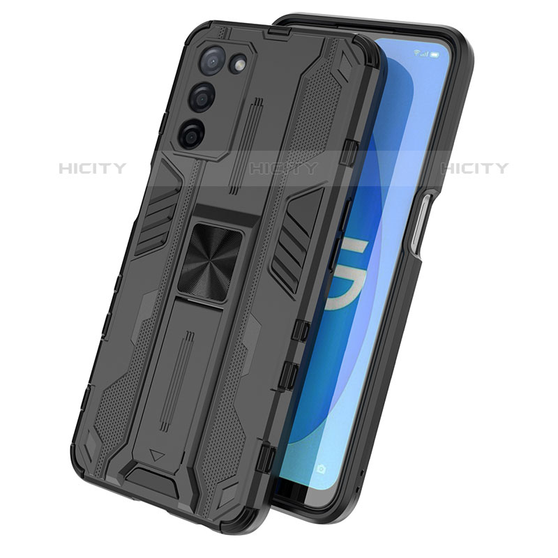 Custodia Silicone e Plastica Opaca Cover con Magnetico Supporto T01 per Oppo A53s 5G