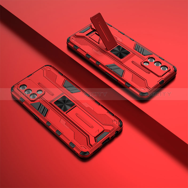 Custodia Silicone e Plastica Opaca Cover con Magnetico Supporto T01 per Oppo A95 4G Rosso