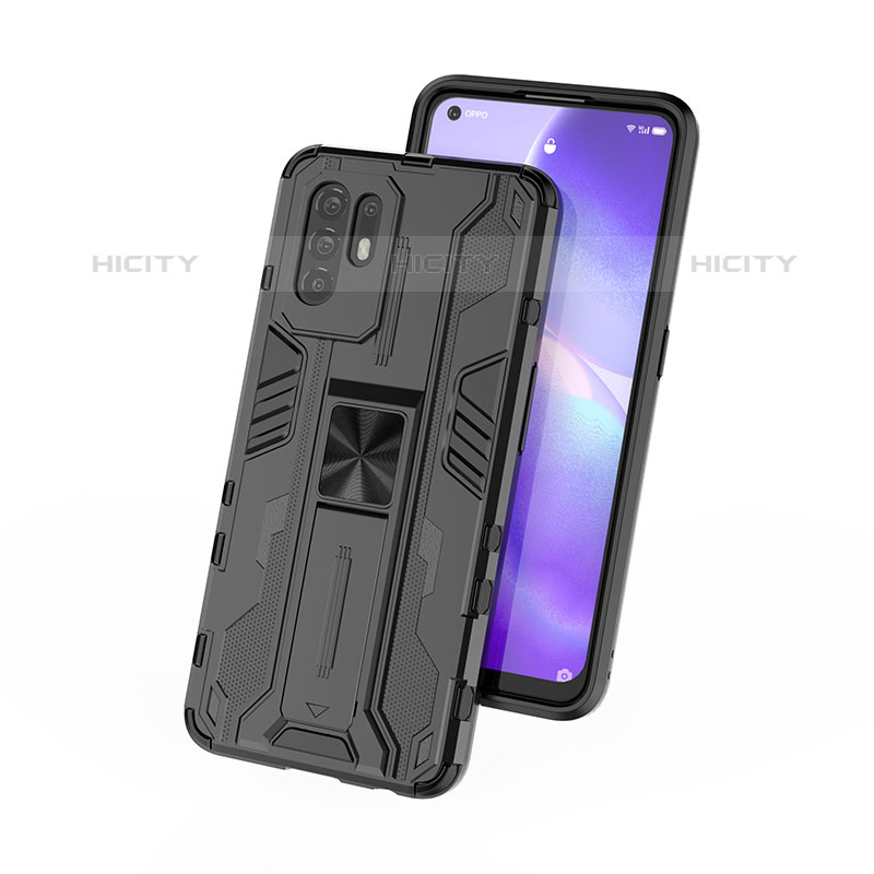 Custodia Silicone e Plastica Opaca Cover con Magnetico Supporto T01 per Oppo A95 5G