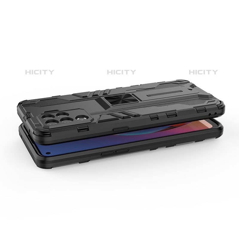 Custodia Silicone e Plastica Opaca Cover con Magnetico Supporto T01 per Oppo Reno5 Lite