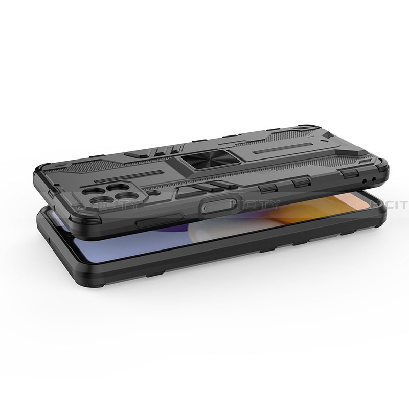 Custodia Silicone e Plastica Opaca Cover con Magnetico Supporto T01 per Samsung Galaxy A22 4G