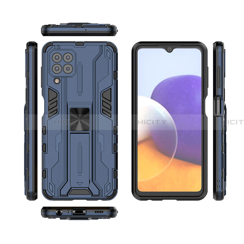 Custodia Silicone e Plastica Opaca Cover con Magnetico Supporto T01 per Samsung Galaxy A22 4G