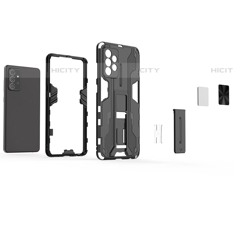 Custodia Silicone e Plastica Opaca Cover con Magnetico Supporto T01 per Samsung Galaxy A72 4G