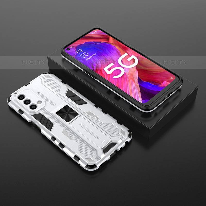 Custodia Silicone e Plastica Opaca Cover con Magnetico Supporto T02 per OnePlus Nord N200 5G