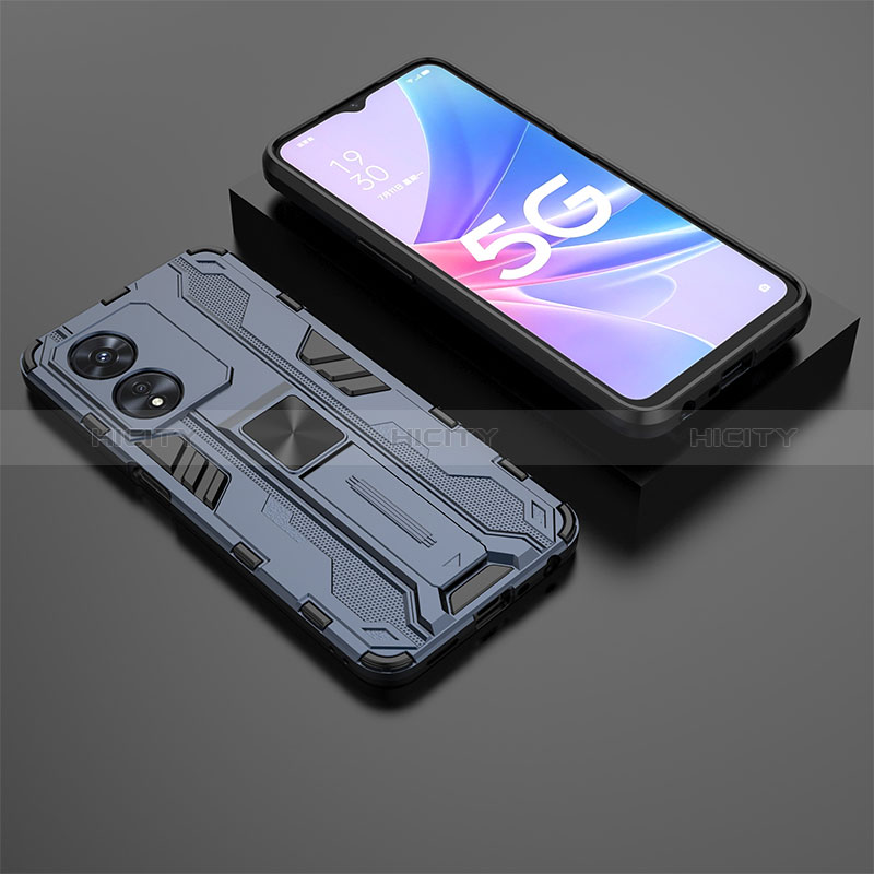 Custodia Silicone e Plastica Opaca Cover con Magnetico Supporto T02 per Oppo A1 Pro 5G