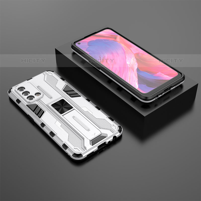 Custodia Silicone e Plastica Opaca Cover con Magnetico Supporto T02 per Oppo A74 4G