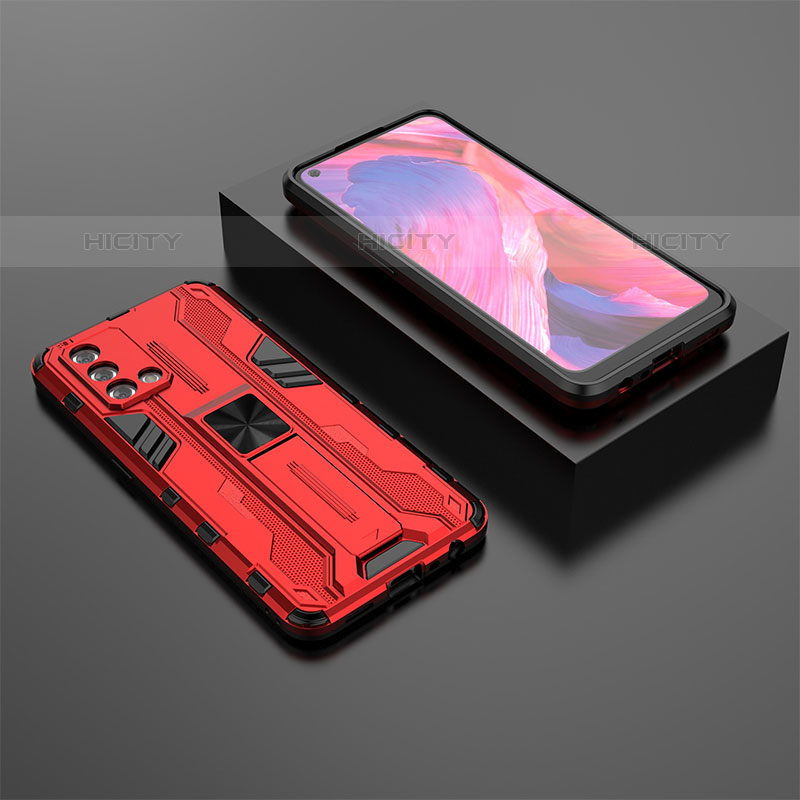 Custodia Silicone e Plastica Opaca Cover con Magnetico Supporto T02 per Oppo A74 4G