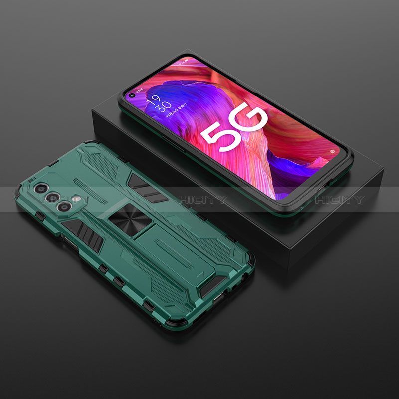 Custodia Silicone e Plastica Opaca Cover con Magnetico Supporto T02 per Oppo A74 5G