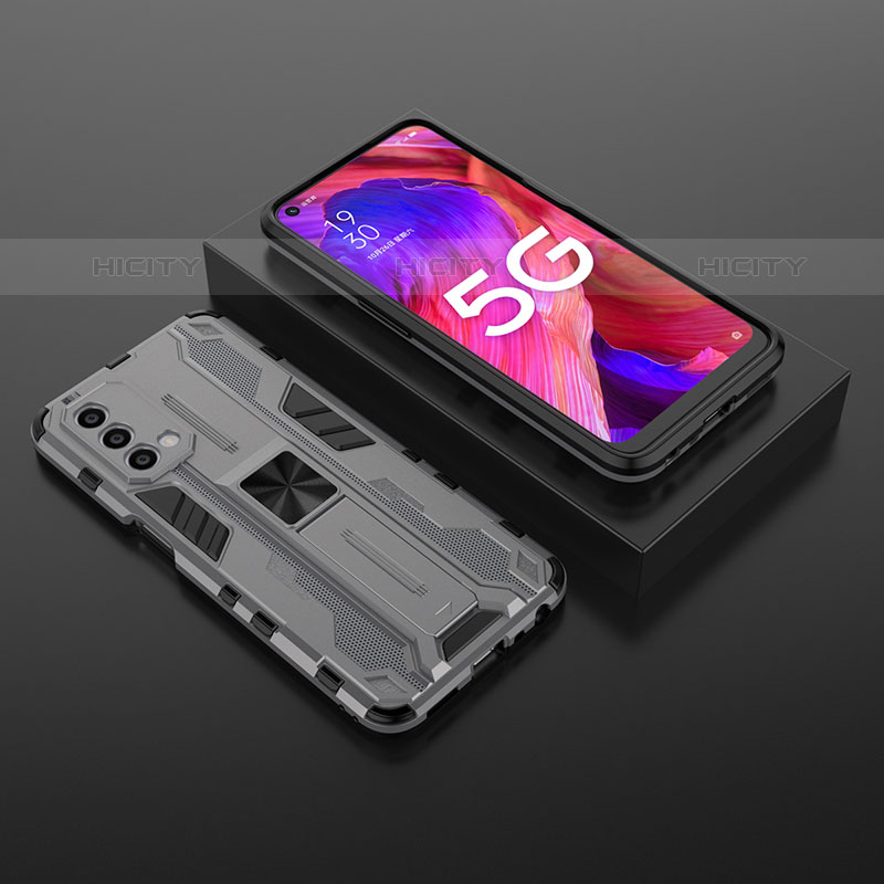 Custodia Silicone e Plastica Opaca Cover con Magnetico Supporto T02 per Oppo A93 5G