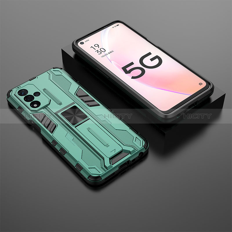 Custodia Silicone e Plastica Opaca Cover con Magnetico Supporto T02 per Oppo A93s 5G