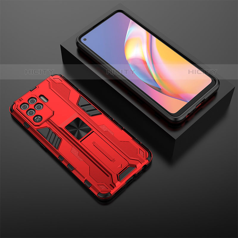 Custodia Silicone e Plastica Opaca Cover con Magnetico Supporto T02 per Oppo A94 4G