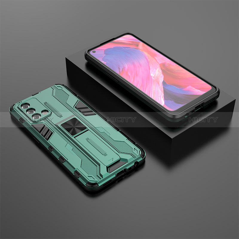 Custodia Silicone e Plastica Opaca Cover con Magnetico Supporto T02 per Oppo F19