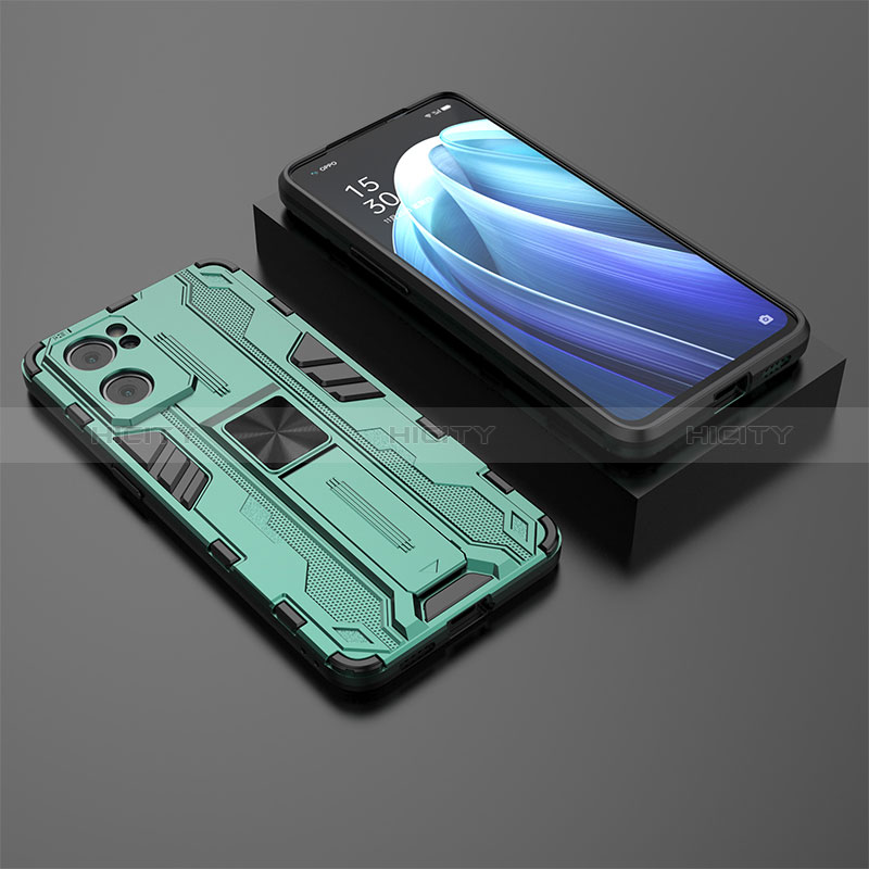 Custodia Silicone e Plastica Opaca Cover con Magnetico Supporto T02 per Oppo Find X5 Lite 5G