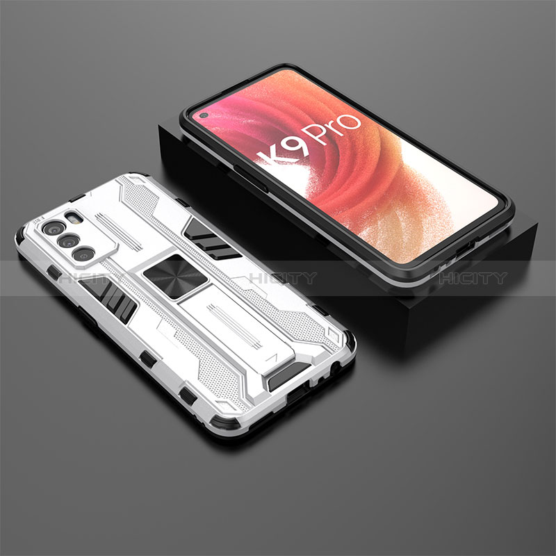 Custodia Silicone e Plastica Opaca Cover con Magnetico Supporto T02 per Oppo K9 Pro 5G