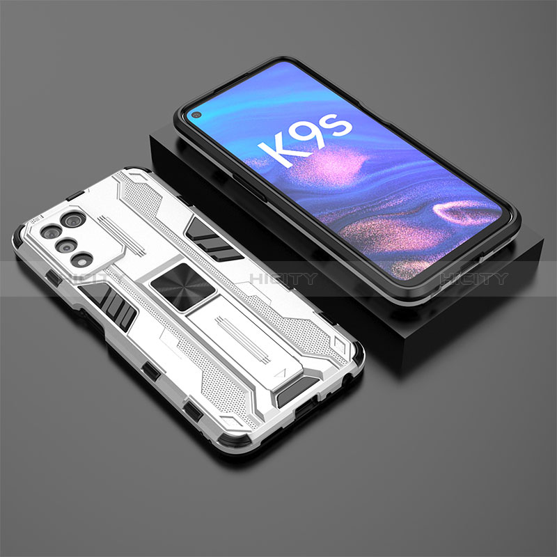 Custodia Silicone e Plastica Opaca Cover con Magnetico Supporto T02 per Oppo K9S 5G