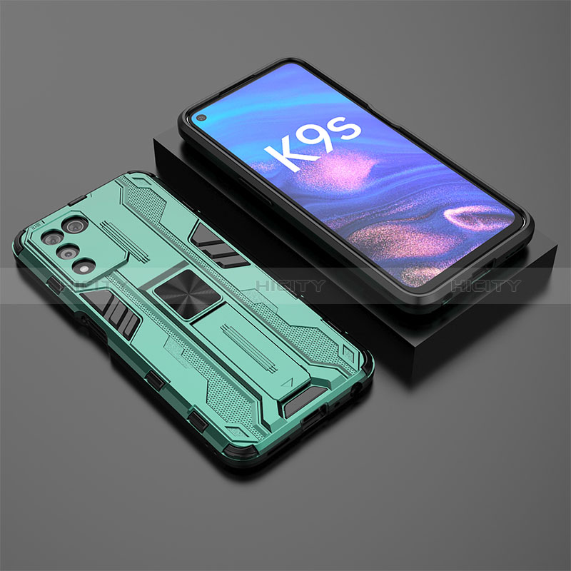 Custodia Silicone e Plastica Opaca Cover con Magnetico Supporto T02 per Oppo K9S 5G