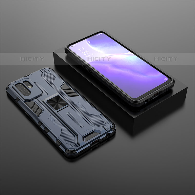 Custodia Silicone e Plastica Opaca Cover con Magnetico Supporto T02 per Oppo Reno5 Z 5G