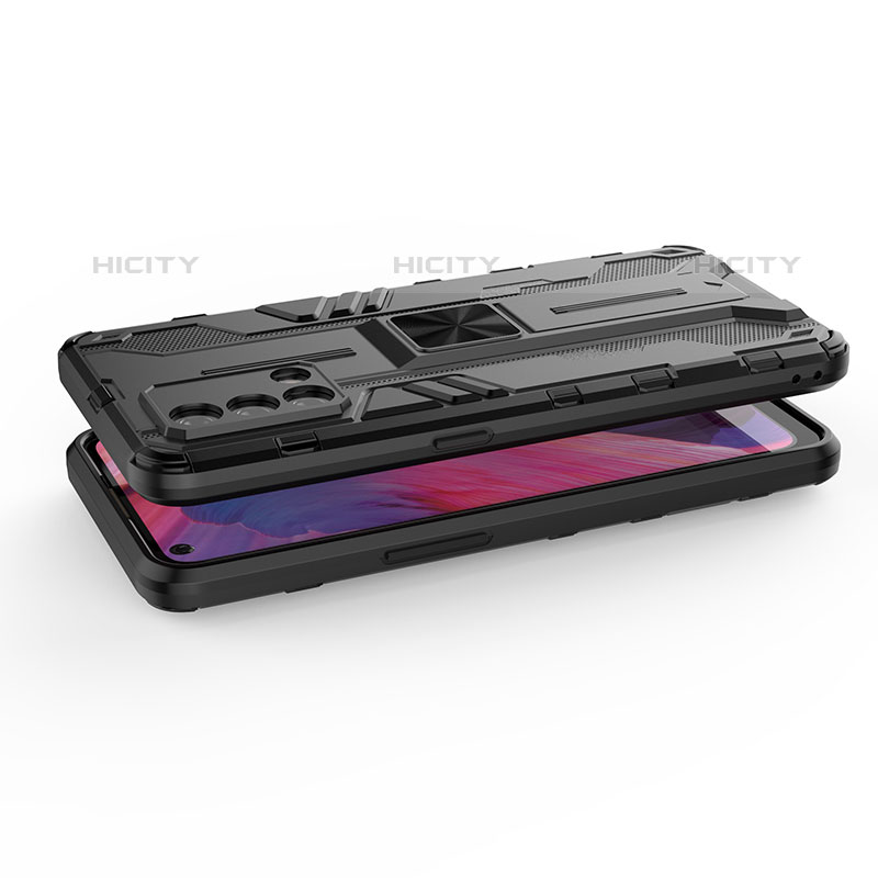 Custodia Silicone e Plastica Opaca Cover con Magnetico Supporto T02 per Oppo Reno6 Lite