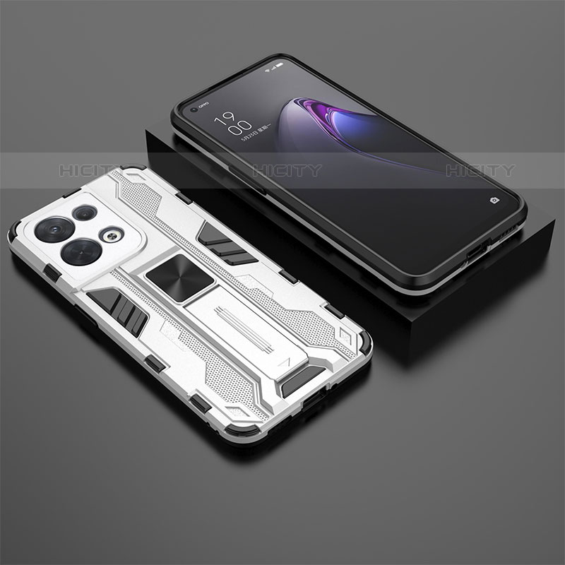 Custodia Silicone e Plastica Opaca Cover con Magnetico Supporto T02 per Oppo Reno9 Pro 5G